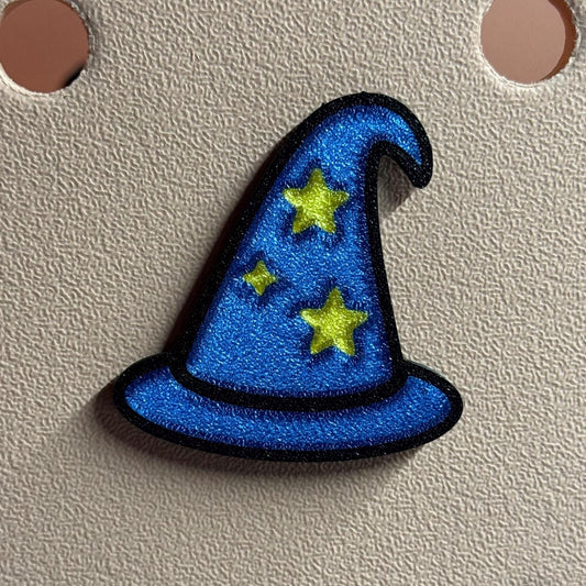 Sparkly Wizard Hat Bogg Bag Charm with Golden Stars