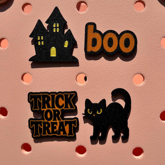 Halloween Bogg Bag, GoGo Tote Charm Insert: Haunted House, Black Cat, Boo
