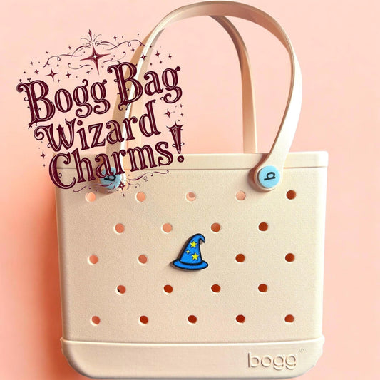 Sparkly Wizard Hat Bogg Bag Charm with Golden Stars