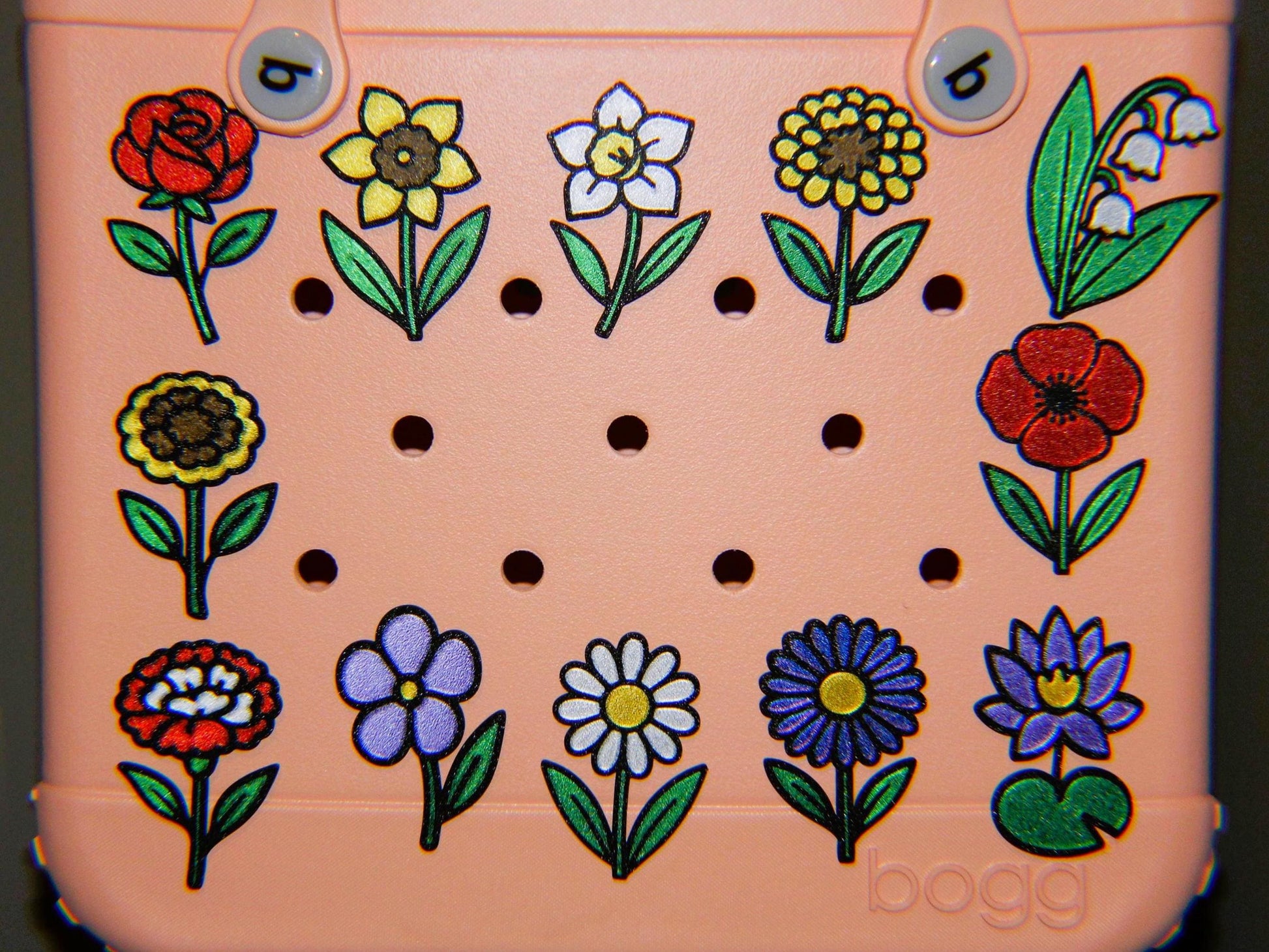 Birth Month Flower Bogg Bag Charm: 3D Printed Floral Insert