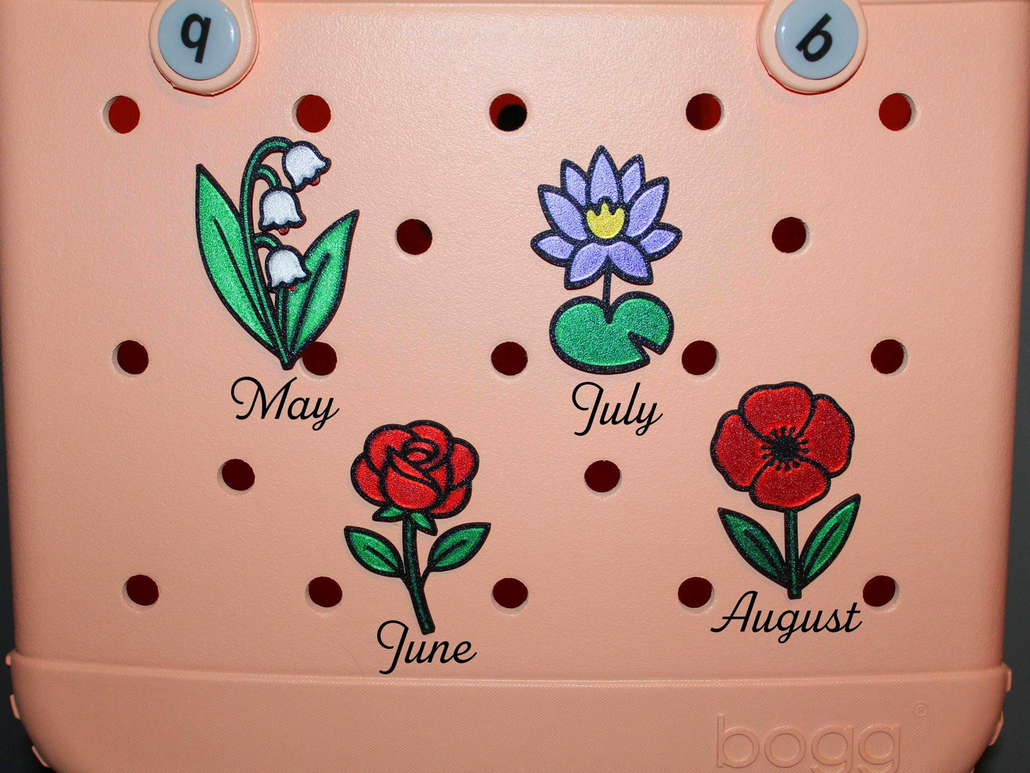 Birth Month Flower Bogg Bag Charm: 3D Printed Floral Insert