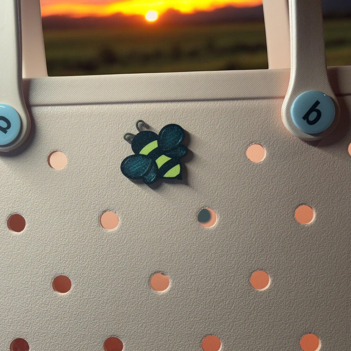 Spring Bee - Bogg Bag Charm: Translucent Wings, Easy Insert