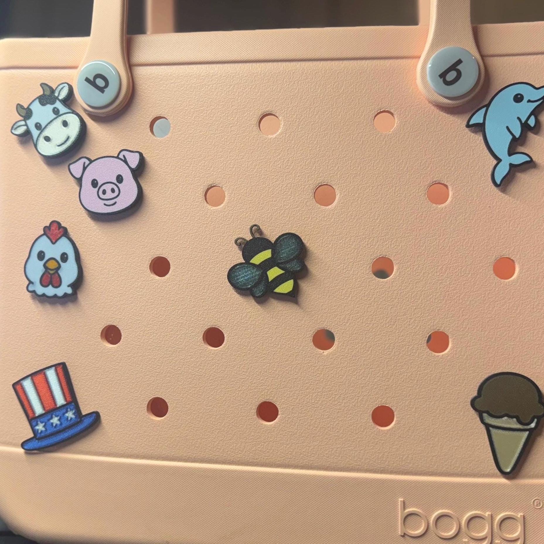 Spring Bee - Bogg Bag Charm: Translucent Wings, Easy Insert