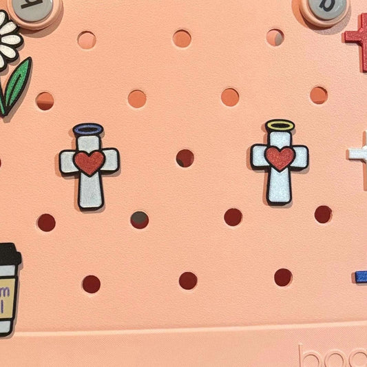 Cross with Halo Bag Charm: Religious Bogg Bag, GoGo Tote Accessory