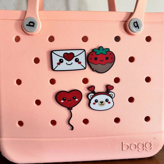 Valentine's Bogg Bag Charms - Chocolate Strawberry, Heart Balloon, Bear, Envelope