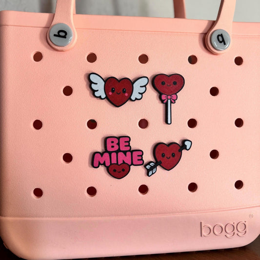 Valentine's Bogg Bag Charms - Cupid Heart - Be Mine - Heart Lollipop - Wings